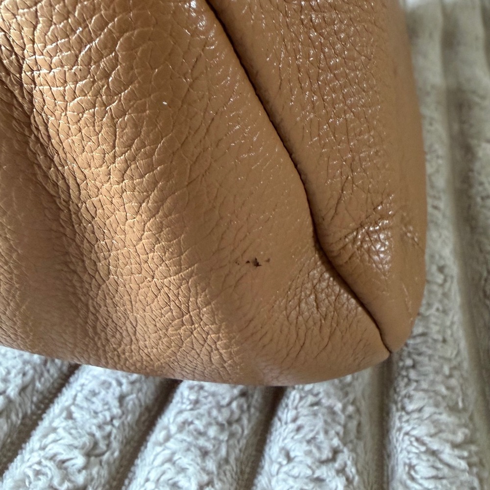 Elaine Turner Tan Pebbled Leather Hobo Bag Braided Strap Tassel Pink Lining - Picture 6 of 11